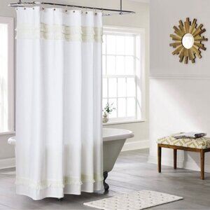 Threshold Macrame Fringe Shower Curtain NEW
